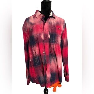Hand dyed vintage Sears flannel button up shirt size XL
